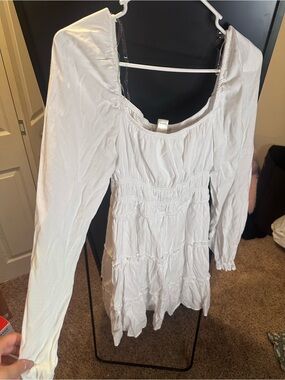 Altar'd State White Long Sleeve Tiered  Dress